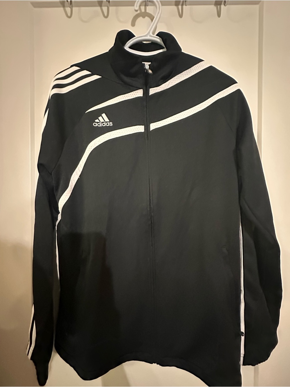 adidas Black Performance Track Jacket with White Stripes
